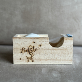 Houten Plakband Houder | Liefste juf of meester