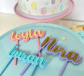 Gepersonaliseerde Taarttopper Naam | Pastel Kleuren
