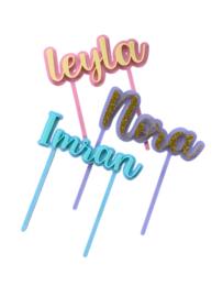 Gepersonaliseerde Taarttopper Naam | Pastel Kleuren