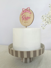 Gepersonaliseerde Houten Taarttopper | Strik & Naam