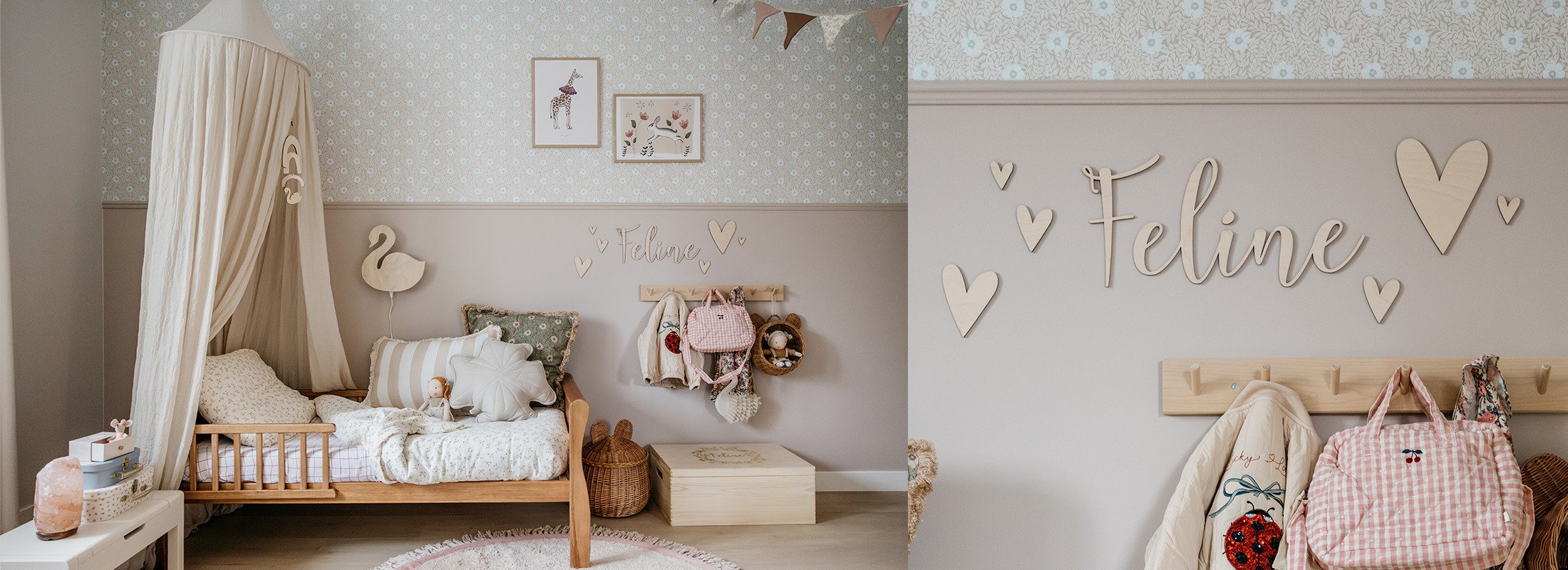 Houten Naam & Hartjes