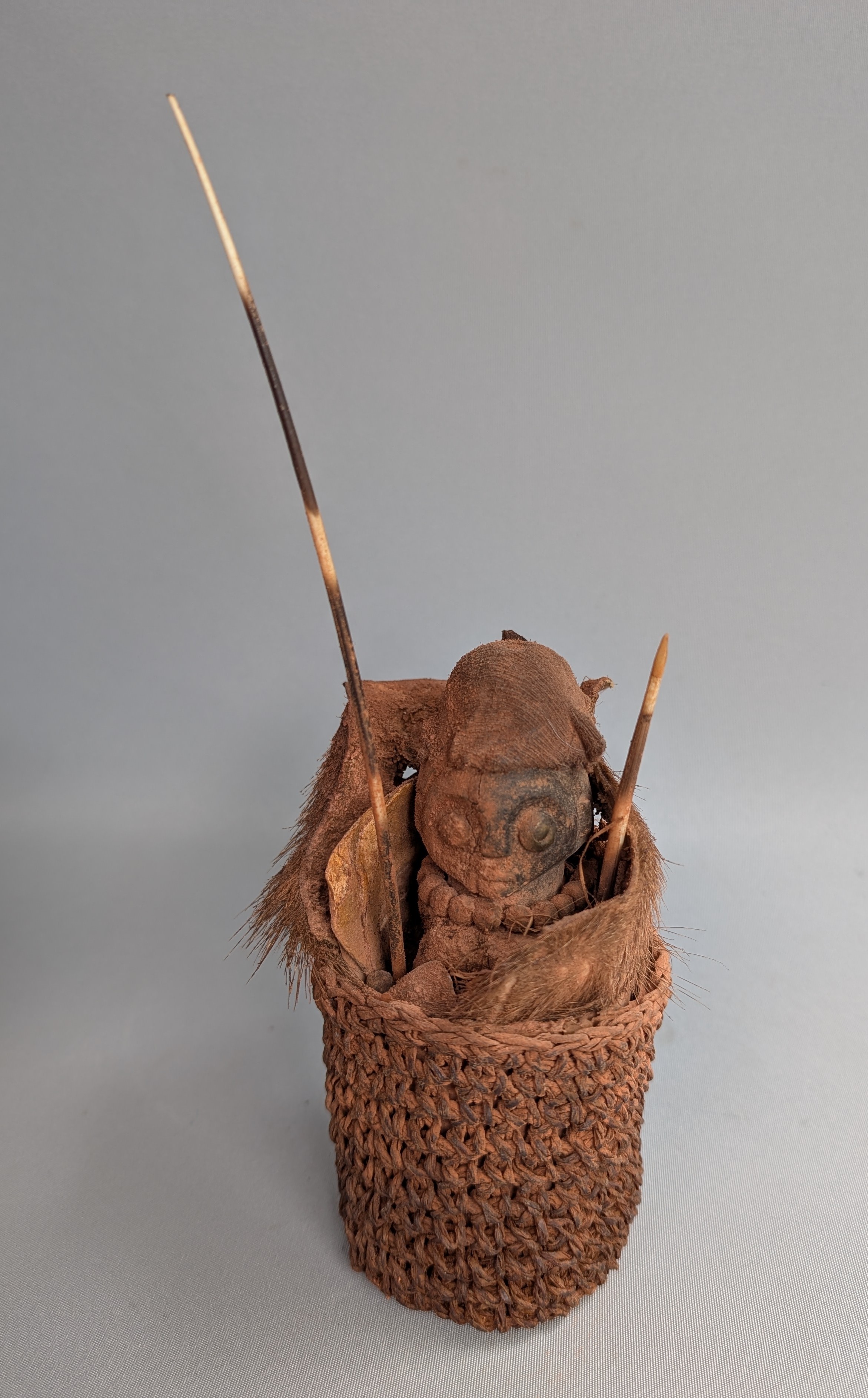 Rare fetish basket from the KUSU or Luba spectrum, DR Congo.