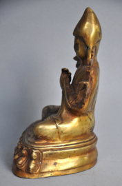 Vuurverguld bronzen beeld van een Tibetaanse lama, Gelugpa, Nepal