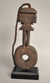 GREAT! Very old ghurra, churning stick conductor, Nepal, 1850-1900