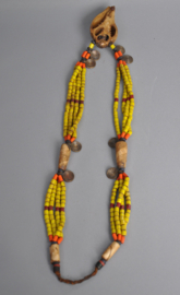 Tibetaanse halsketting - glaspasta kralen, schelp, brons- Nepal