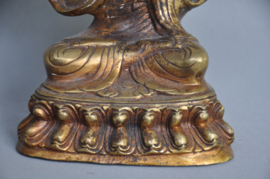 Vuurverguld bronzen beeld van een Tibetaanse lama, Gelugpa, Nepal