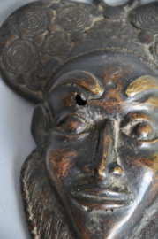 West African Bronze Mask with Spiral Motifs - 21 cm