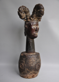 Ekoi Hoofdmasker - Antilopenleer & Hout - Grens Nigeria/Kameroen