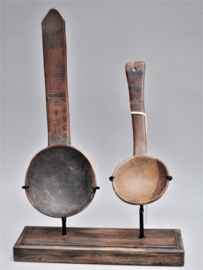 2 old spoons on stand, TOUAREG and West Africa, mid 20th century