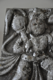 Authentic Marble Hanuman Panel with Silver Leaf - Unique Temple Plate from India
