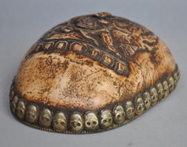 Decorated KAPALA resin skull cap, with silver, Nepal, 21st century