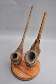 2 old tribal pipes, MOBA people, Northern Togo, mid-20th century