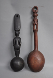 Two large spoons depicting the rice god Bulul, Ifugao, Luzon, Philippines