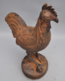 Beautifully stylized bronze rooster, Benin City region, Nigeria, 21st century