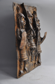 Large bronze "Plaque Benin" with 3 warriors, Benin City region, Nigeria, 21st century