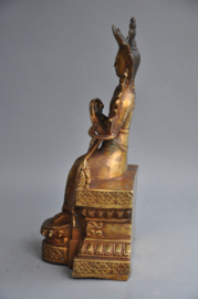 Goudvergulde Maitreya van brons, Nepal, ca 1980