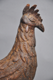 Beautifully stylized bronze rooster, Benin City region, Nigeria, 21st century