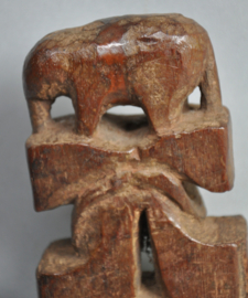 Older ghurra, churning stick conductor with elephant, Nepal, ca 1950