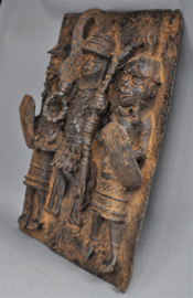 Large bronze "Plaque Benin" with 3 warriors, Benin City region, Nigeria, 21st century