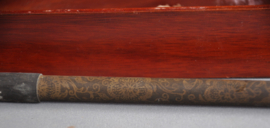 Old metal opium pipe with case, pipe 1st half of the 20th century