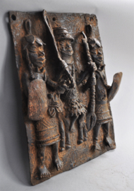 Large bronze "Plaque Benin" with 3 warriors, Benin City region, Nigeria, 21st century