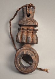 STUNT PRICE! Old used ghurra, churning stick conductor, Nepal, 1940-50