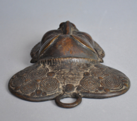 West African Bronze Mask with Spiral Motifs - 21 cm