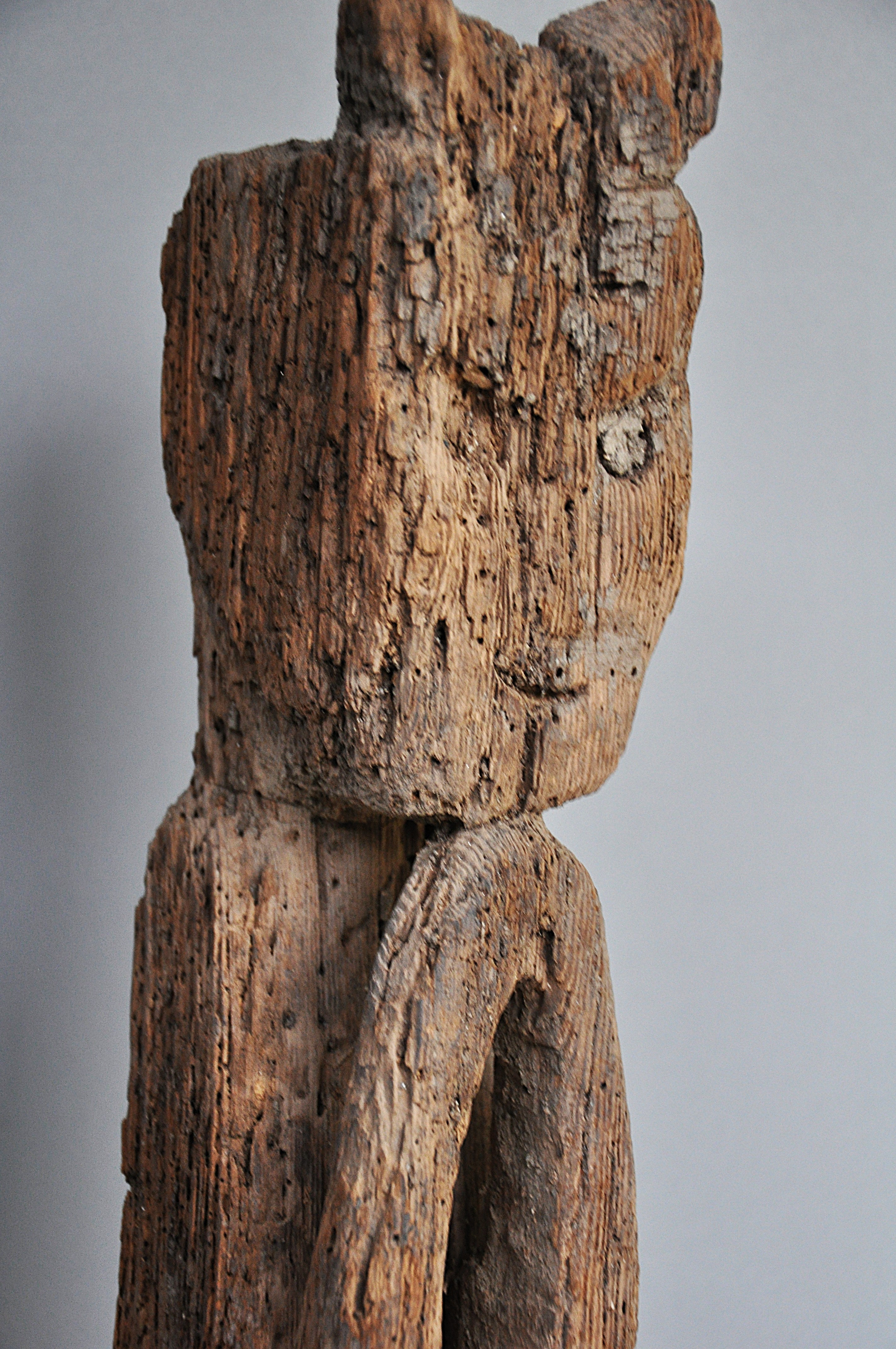 Authentic Nepalese Guardian Statue - Old Wooden Guardian Sculpture