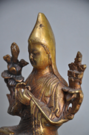 Vuurverguld bronzen beeld van een Tibetaanse lama, Gelugpa, Nepal