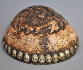 Decorated KAPALA resin skull cap, with silver, Nepal, 21st century