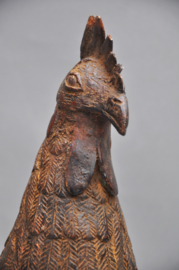 Beautifully stylized bronze rooster, Benin City region, Nigeria, 21st century