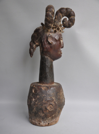 Ekoi Hoofdmasker - Antilopenleer & Hout - Grens Nigeria/Kameroen