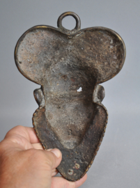 West African Bronze Mask with Spiral Motifs - 21 cm