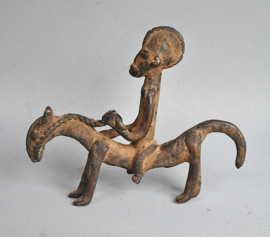 Oud bronzen Dogon ruiter, Dogon, Mali, midden 20e eeuw