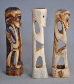 Lot of three bone figures, Indonesia, 2nd half of the 20th century