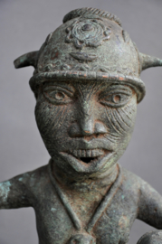 Aged, bronze warrior, Benin, Benin City, 3rd quarter 20th century