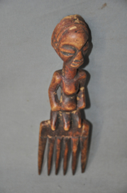 Tribal wooden comb, LUBA tribe, D.R. Congo, approx. 1980