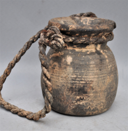 Wooden yak butter jar with cord, Nepal, 2nd half 20th century