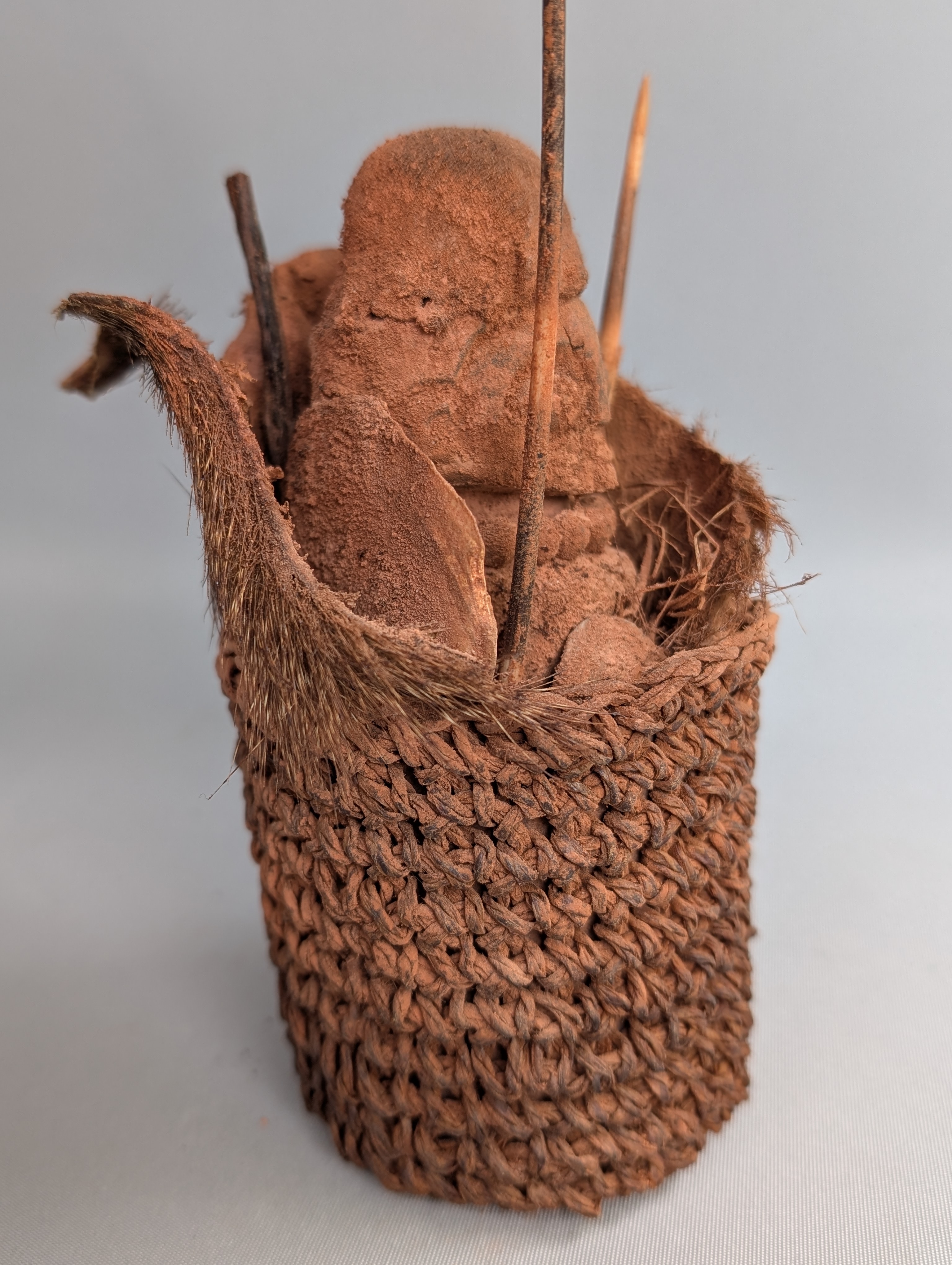 Rare fetish basket from the KUSU or Luba spectrum, DR Congo.