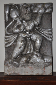 Authentic Marble Hanuman Panel with Silver Leaf - Unique Temple Plate from India