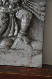 Authentic Marble Hanuman Panel with Silver Leaf - Unique Temple Plate from India