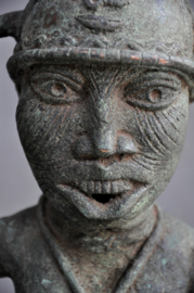 Aged, bronze warrior, Benin, Benin City, 3rd quarter 20th century