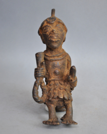 Smaller bronze statue, King Oba on stool, Nigeria, 21st century