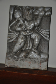 Authentic Marble Hanuman Panel with Silver Leaf - Unique Temple Plate from India