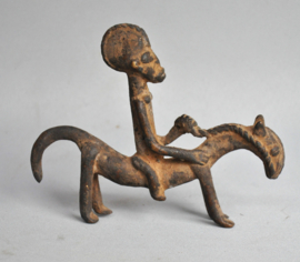 Oud bronzen Dogon ruiter, Dogon, Mali, midden 20e eeuw