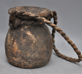 Wooden yak butter jar with cord, Nepal, 2nd half 20th century