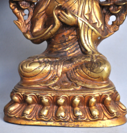 Vuurverguld bronzen beeld van een Tibetaanse lama, Gelugpa, Nepal