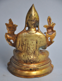 Vuurverguld bronzen beeld van een Tibetaanse lama, Gelugpa, Nepal
