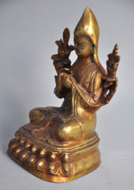Vuurverguld bronzen beeld van een Tibetaanse lama, Gelugpa, Nepal