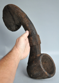 Zéér grote houten gebruikte yakboter lepel, Nepal, 1900-1925
